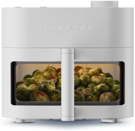 Chefman Crispinator Air Fryer 7-in-1 with 8 Qt Capacity, 450°F Max Temp & TurboFry Pro Technology for Fast, Even Results, Bake, Broil, Dehydrate, Viewing Window, Nonstick Ceramic-Coated Basket
