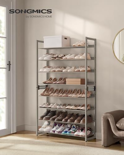 SONGMICS Metal Shoe Rack, 8-Tier Shoe Orgainzer, Holds 32-40 Pairs
