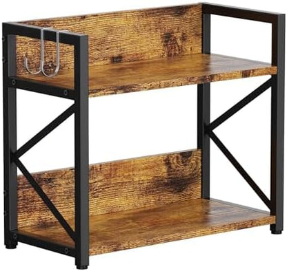 RUILALIFE 2 Tier Kitchen Counter Shelf Organizer, Coffee Bar Station Organizer for Countertop，Space Saving Spice Rack, Desk Shelf Riser, Coffee Bar Accessories(Rustic Brown, Medium)