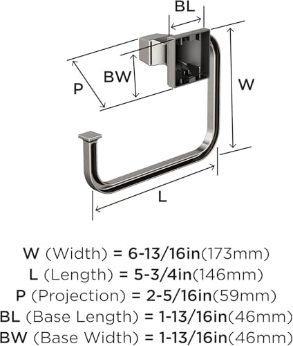Amerock Mulholland 5-3/4" Brushed Nickel Towel Ring