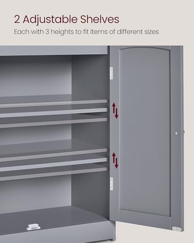 VASAGLE Tall Bathroom Storage Cabinet, Floor Cabinet with 2 Doors, 39.4" H