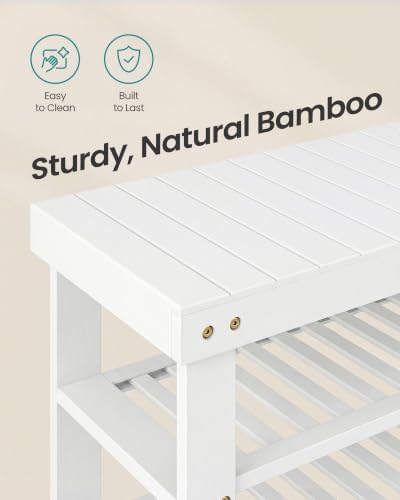 SONGMICS Bamboo Shoe Bench with Seat, 11.3 x 35.2 x 20.5 Inches