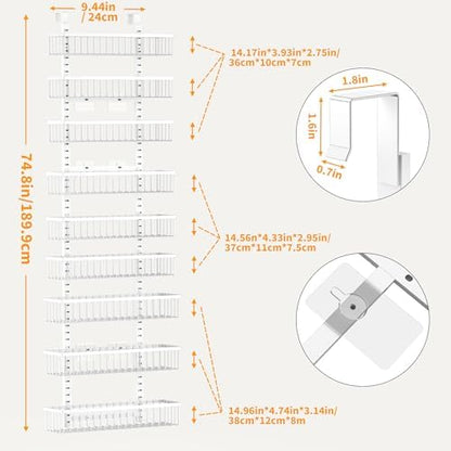 Moforoco 9-Tier White Over The Door Pantry Organizer, Pantry Organization and Storage, Black Hanging Basket Wall Spice Rack Seasoning Shelves, Home & Kitchen Bedroom Bathroom House Essentials