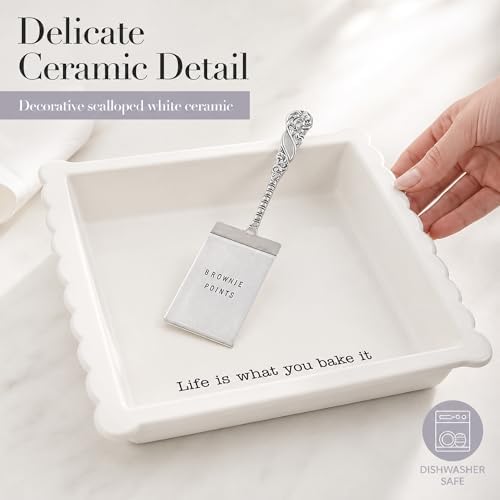 Mud Pie Ceramic Brownie Pan Set with Silverplate Server