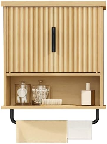 VASAGLE Bathroom Cabinet Wall Mounted, Towel Bar, 7.9 x 17.7 x 24 Inches