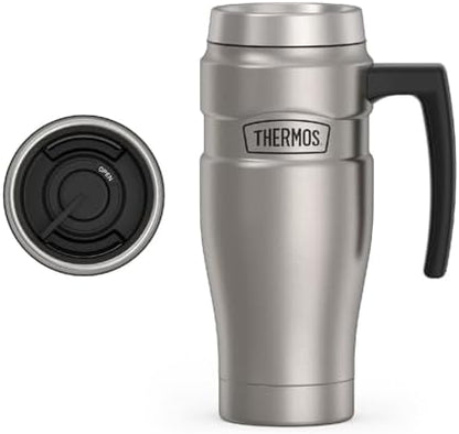 THERMOS Stainless King Travel Mug with Handle, 16oz, Matte Steel