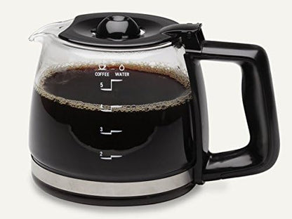 Capresso 5-Cup Mini Drip Coffee Maker, Black and Stainless Steel 4426.01 5 Cup Replacement Carafe, Clear