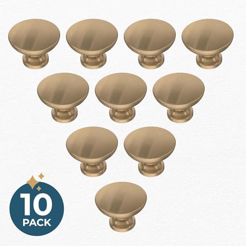Franklin Brass - Fulton Champagne Bronze Round Cabinet Knobs 1-3/16" Easy Install, Durable Hardware for Drawers, Dresser, Kitchen Cabinet Doors, and Furniture (10-Pack)