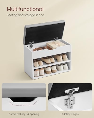 VASAGLE Storage Bench with Cushion, Shoe Bench, 11.8 x 23.6 x 17.3 Inches