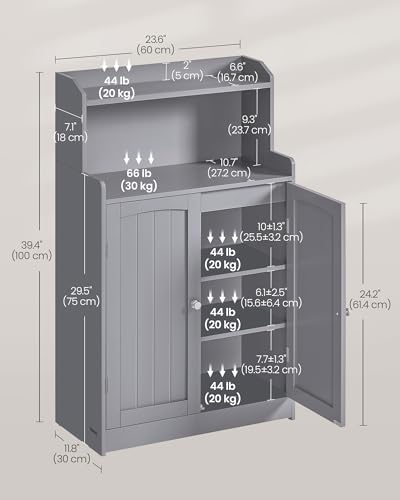 VASAGLE Tall Bathroom Storage Cabinet, Floor Cabinet with 2 Doors, 39.4" H