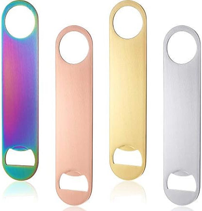 4 Pcs Heavy Duty Stainless Steel Flat Bottle Opener Bartender 7 Inch Solid Beer