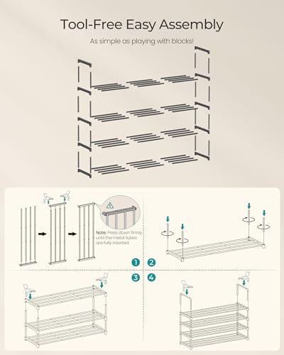 SONGMICS Shoe Rack, 4-Tier Shoe Organizer, Metal Storage Shelf
