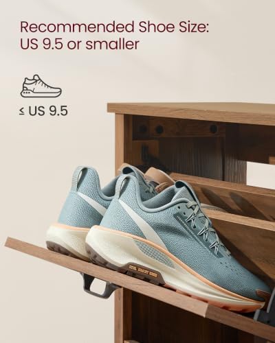 VASAGLE Farmhouse Shoe Cabinet, Narrow Storage Organizer, 2 Flip Drawers