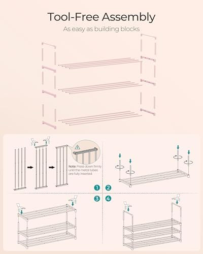 SONGMICS Shoe Rack, 3-Tier Shoe Organizer, Metal Storage Shelf