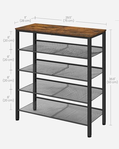 VASAGLE 5-Tier Shoe Rack, Adjustable, Freestanding