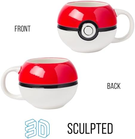 Silver Buffalo Pokemon Pokeball Ceramic 3D Sculpted Mug, 20 Ounces