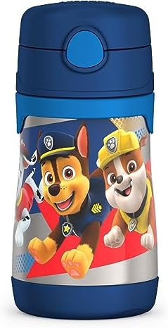 THERMOS Vacuum Insulated Stainless Steel 10oz Straw Bottle, PAW PATROL BOY (Pack of 3)