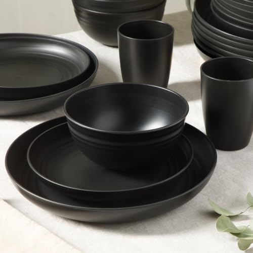 Gibson Home Plates and Bowls Set, 32 Piece Wheat Straw Dinnerware for 8