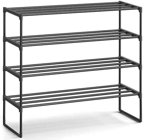 SONGMICS Shoe Rack, 4-Tier Shoe Organizer, Metal Storage Shelf