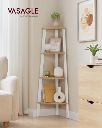 VASAGLE 4-Tier Corner Shelf Stand, Modern Ladder Shelf