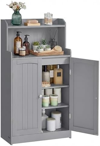 VASAGLE Tall Bathroom Storage Cabinet, Floor Cabinet with 2 Doors, 39.4" H