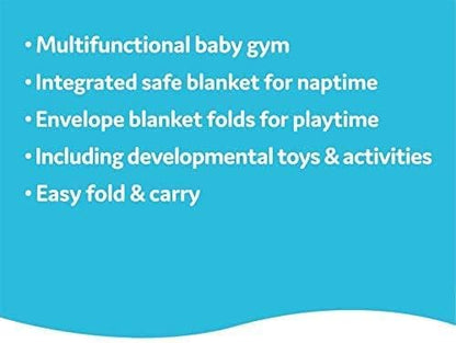 Yookidoo Baby Gym Play 'N’ Nap. 3-in-1 Activity Playmat with Foldable Infant Blanket. Tummy Time Pillow & Mirror, Sensory Toys and Newborn Rattle for 0-12 Months.