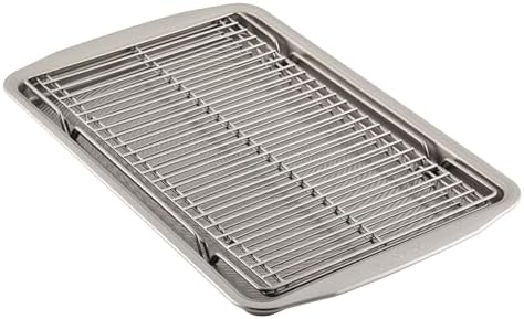 Circulon Bakeware Baking Sheet/Cookie Pan and Cooling Rack Set, 3 Piece, Gray