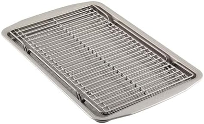 Circulon Bakeware Baking Sheet/Cookie Pan and Cooling Rack Set, 3 Piece, Gray