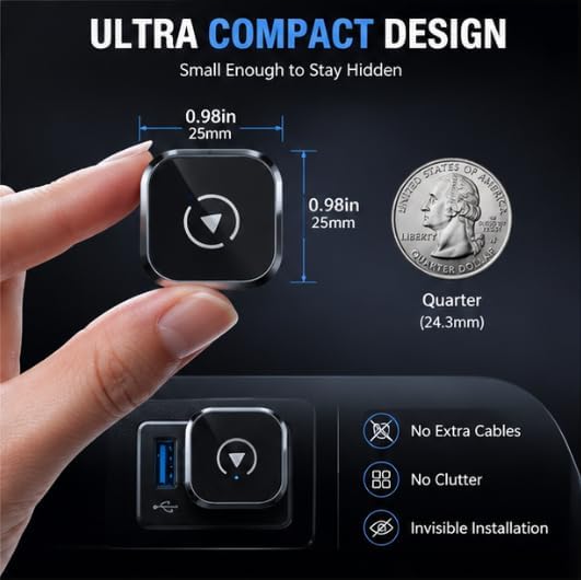 Wireless CarPlay Adapter for Chevrolet Tahoe 2024-2026 SUV- Slim Mini USB Design with Type-C Extension for Stable Zero-Latency Connection
