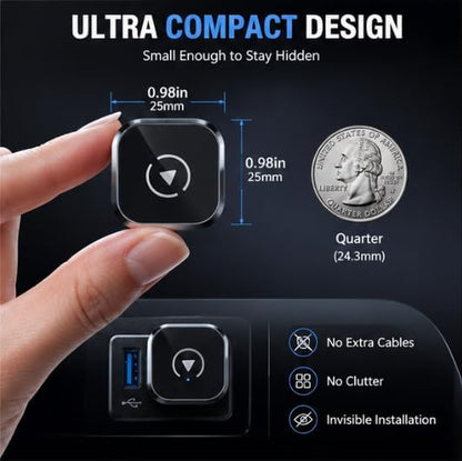 Wireless CarPlay Adapter for Chevrolet Tahoe 2024-2026 SUV- Slim Mini USB Design with Type-C Extension for Stable Zero-Latency Connection