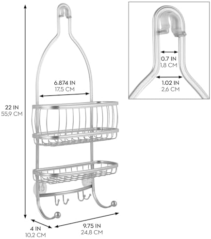 iDesign York Metal Wire Hanging Shower Caddy, Satin Silver