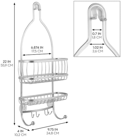 iDesign York Metal Wire Hanging Shower Caddy, Satin Silver