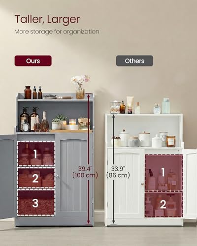 VASAGLE Tall Bathroom Storage Cabinet, Floor Cabinet with 2 Doors, 39.4" H