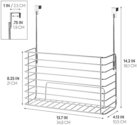 iDesign Classico Metal Over the Cabinet Kitchen Bakeware Organizer Basket for Cutting Boards, Baking Sheets, Pans, 13.73" x 5.18" x 14.2" - Chrome