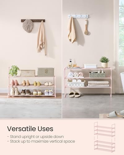 SONGMICS Shoe Rack, 3-Tier Shoe Organizer, Metal Storage Shelf