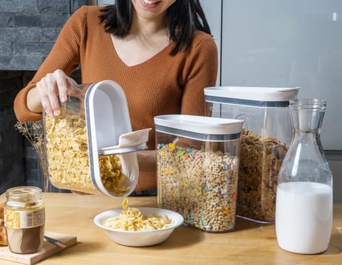 Felli Airtight Cereal Containers 3.3 Qt, Stackable BPA-Free Acrylic Cereal Dispenser with Flip-Top Lid, Medium Pantry Food Storage for Oats, Granola, Rice (Medium 3.3Qt - 3pk)