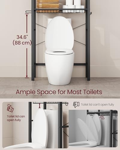 VASAGLE 4-Tier Over the Toilet Storage, Adjustable Shelves, Basket, 68.1''H