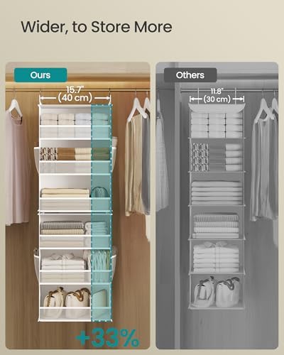 SONGMICS Widended Hanging Closet Organizer and Storage, 6-Tier, Separable