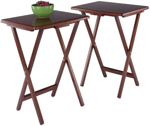 Winsome Alex Set of 2 Foldable Snack Tables, Walnut
