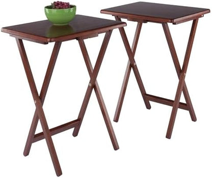 Winsome Alex Set of 2 Foldable Snack Tables, Walnut