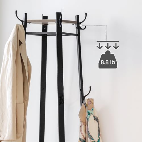 VASAGLE Coat Rack Freestanding, Hall Tree with 4 Shelves