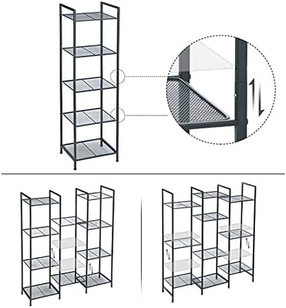 SONGMICS 5-Tier Storage Rack, Bathroom Shelf, Extendable Plant Stand