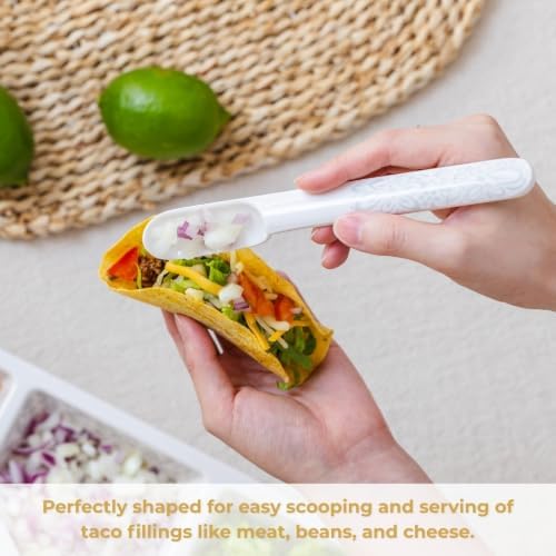 Prepara Taco Spoon, White Calavera Calm, Set of 2, 7.2'x1'