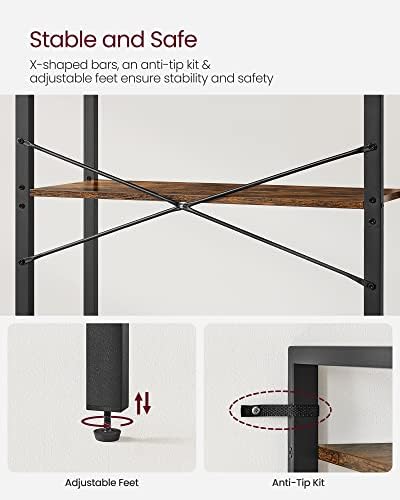VASAGLE 5-Tier Bookshelf, Bookcase with Shelves, Storage Shelf, Living Room