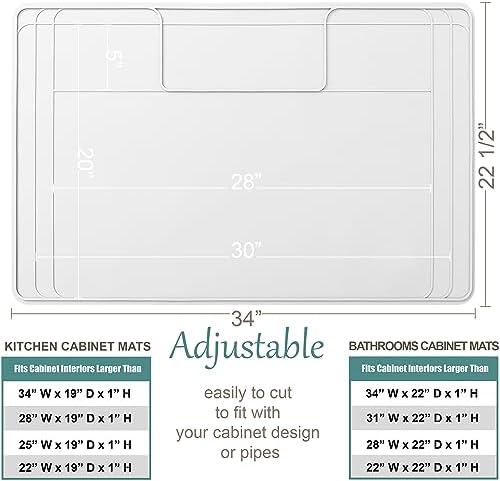 The Original Under Sink Mat - Silicone Waterproof mat, Trimmable, Easy to Clean, Kitchen Cabinet Liner, Under Sink Protector mats, Drip Tray with Lip - 34" x 22" or Smaller