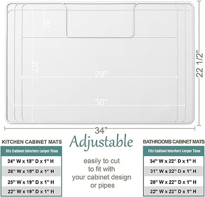 The Original Under Sink Mat - Silicone Waterproof mat, Trimmable, Easy to Clean, Kitchen Cabinet Liner, Under Sink Protector mats, Drip Tray with Lip - 34" x 22" or Smaller
