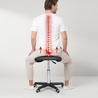 Master Massage Ergonomic Saddle Chair-Saddle Stool- Hydraulic Swivel Rolling Chair-Salon Clinical Tattoo Dentist Clinic Stool, Spas, Salons Stools, Workshop Office-Coffee