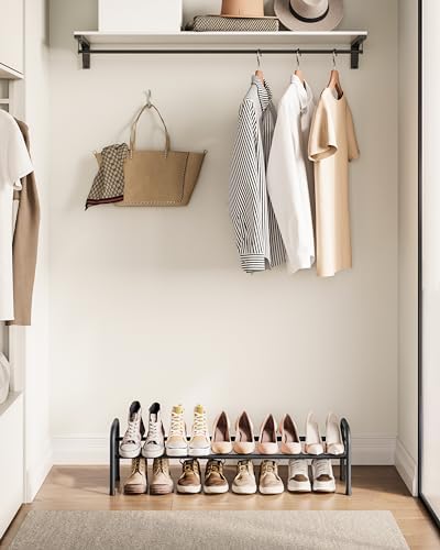 SONGMICS Expandable Shoe Rack, 1-Tier Metal Shoe Organizer, Holds 10 Pairs