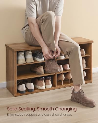 VASAGLE Shoe Bench, Storage Bench, 11.6 x 39.4 x 19.7 Inches