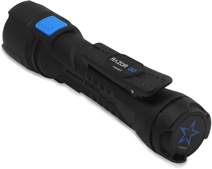 Bright Star Razor Go All-Purpose LED Flashlight ??21,000 Candela Beam, 24-Hour Runtime, Magnetic Hands-Free Base ??Heavy-Duty Utility Light with AA Batteries Included ??Made in USA